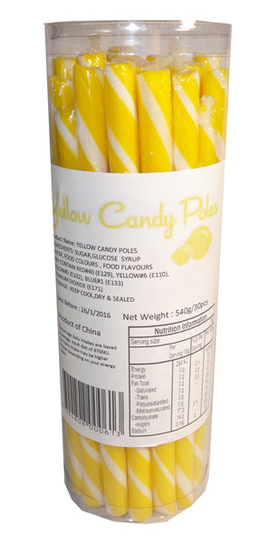 Candy Pole Single Stick - Yellow - Lemon Flavour