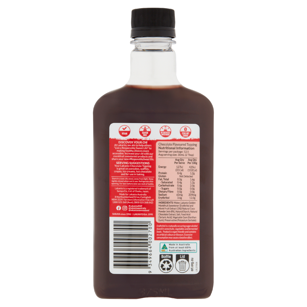 Lakanto Chocolate Flavoured Topping with Monkfruit Sweetener 375ml