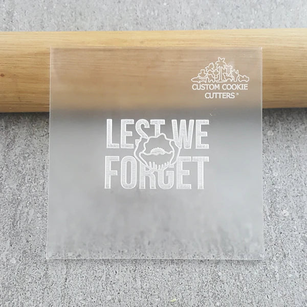 Custom cookie cutters - Lest We Forget Debosser.