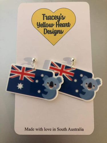 Tracey's Yellow Heart Designs - Aussie Flag Earring