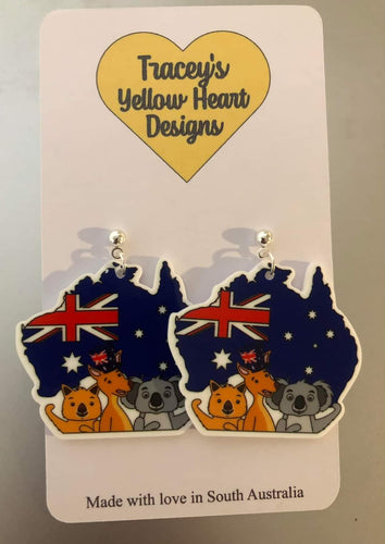 Tracey's Yellow Heart Designs -  Australiana Earring