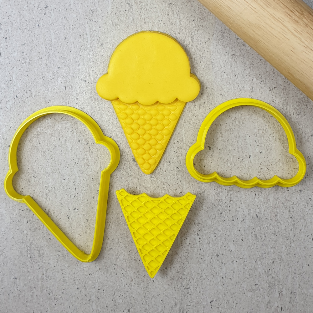 Custom Cookie Cutters 3D Embosser and Cutter Set - Ice Cream