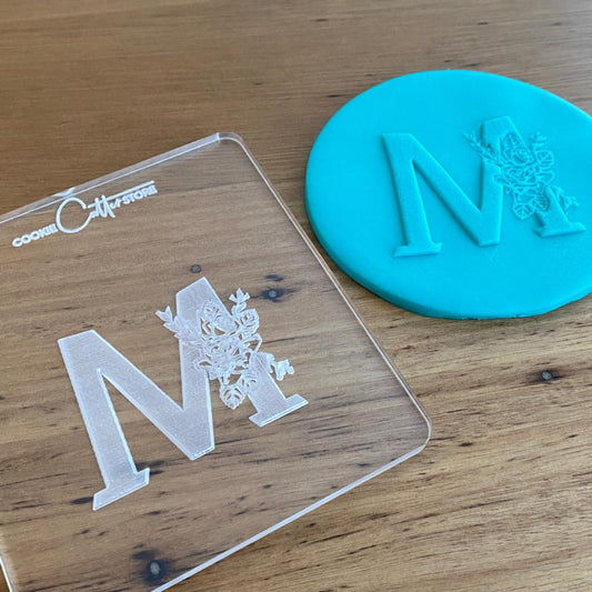 Cookie Cutter Store - Letter M Floral Border Raised Stamp *Last One*