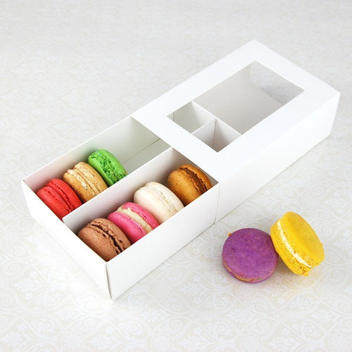 12 Macaron Box - with slide cover and clear window