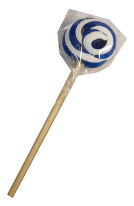 50g Fancy Round Lollipop - Dark Blue and White