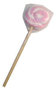 50g Fancy Round Lollipop - Light Pink and White