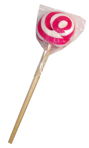 50g Fancy Round Lollipop - Hot Pink and White