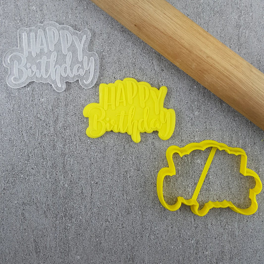Custom Cookie Cutters Happy Birthday Debosser and Cutter Set.