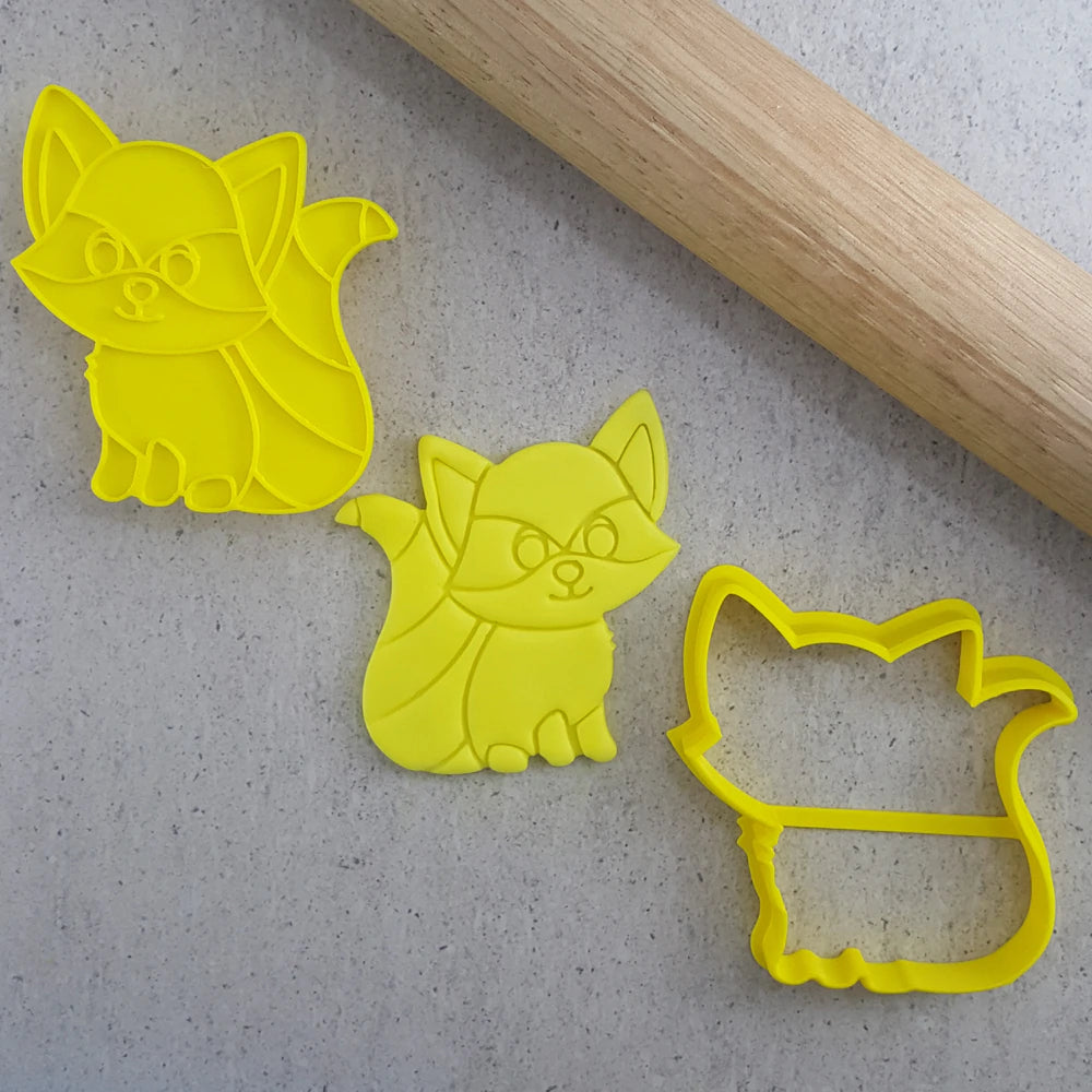 Custom Cookie Cutters Racoon Cutter and Embosser Set.