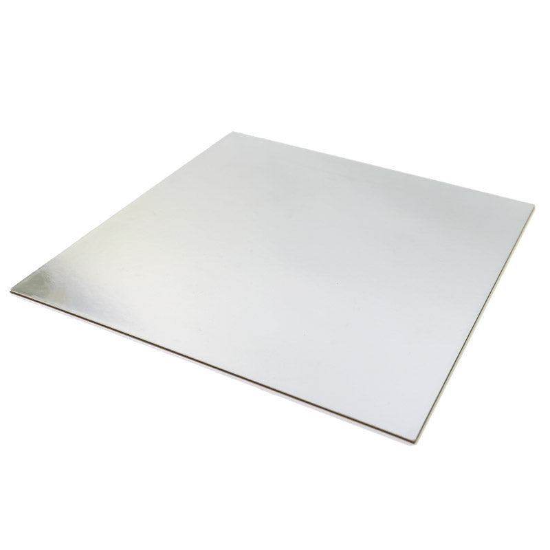 Mondo 9 inch (22.5cm) Square 3mm Card Cake Board - Silver