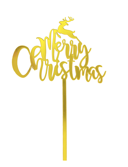 Merry Christmas Acrylic Topper - Gold.