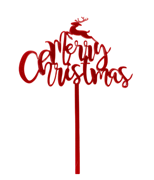 Merry Christmas Acrylic Topper - Red