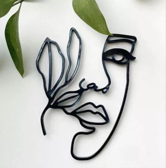 Silhouette Outline Face Topper - Face and Leaf