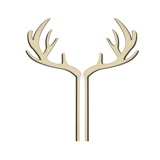 Cake Topper - Reindeer Antlers - Wooden.
