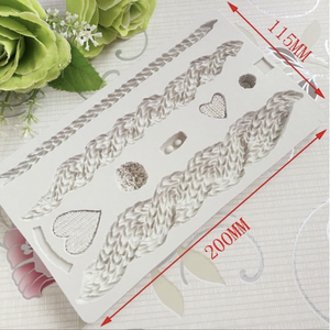 Silicone Mould - Crochet / Knit Texture Rope with hearts - S263