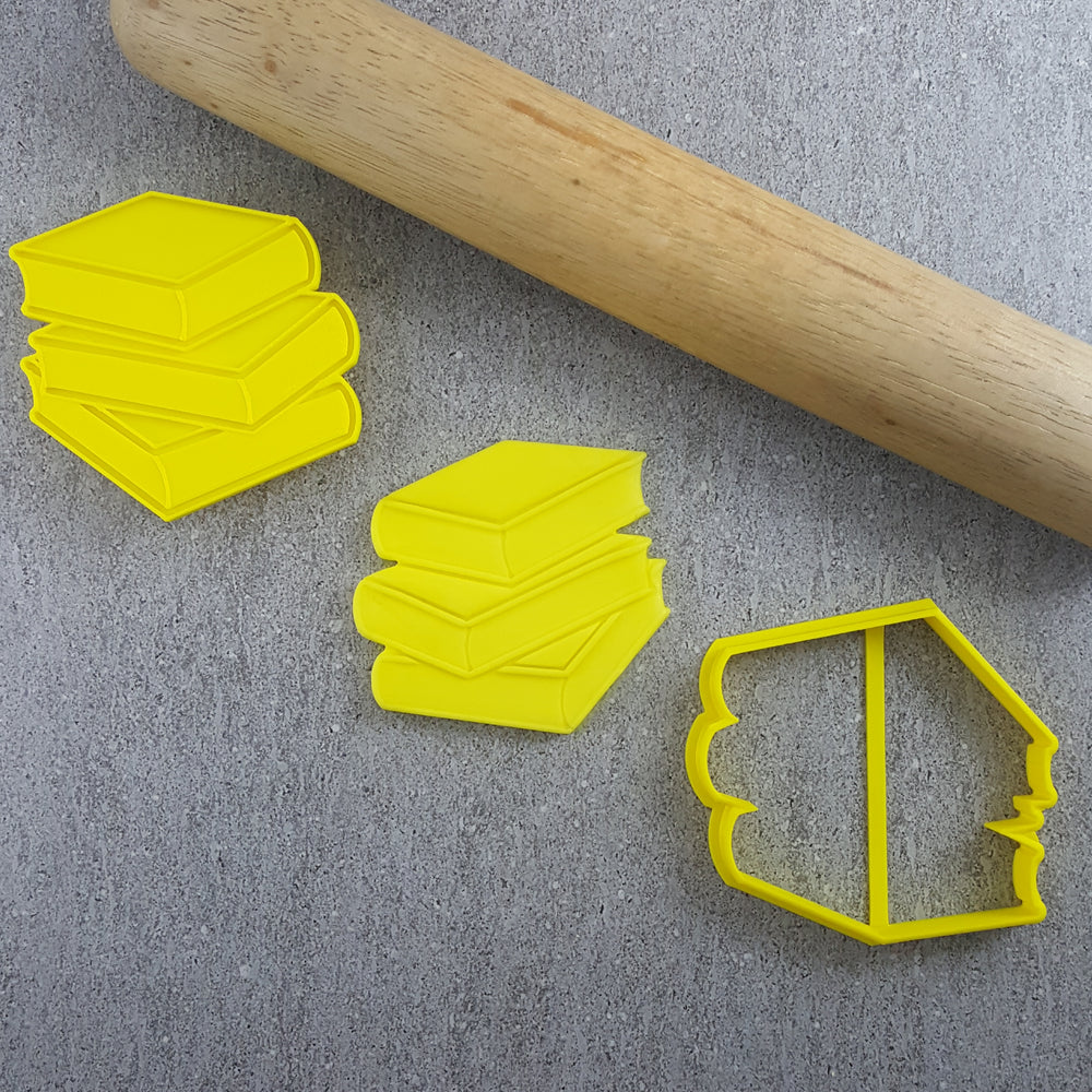 Custom Cookie Cutter - Stack of Books Cutter and Embosser Set.