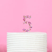 Rainbow Glitter Acrylic Cake Topper - Number 5