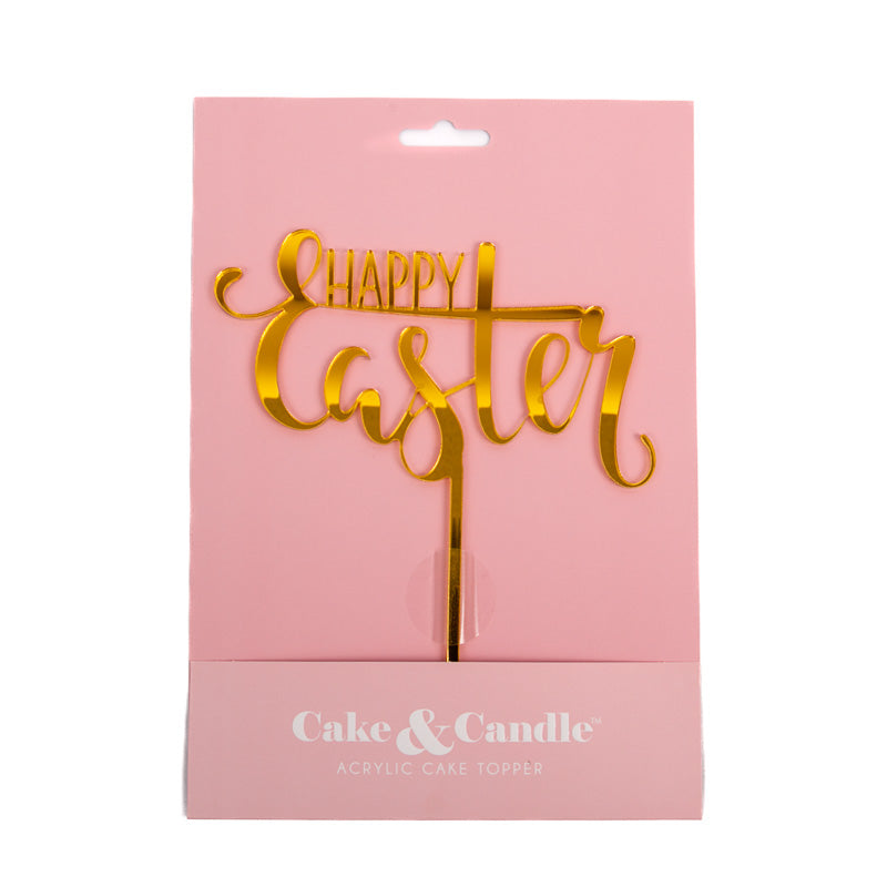 Happy Easter Cake Topper - Gold