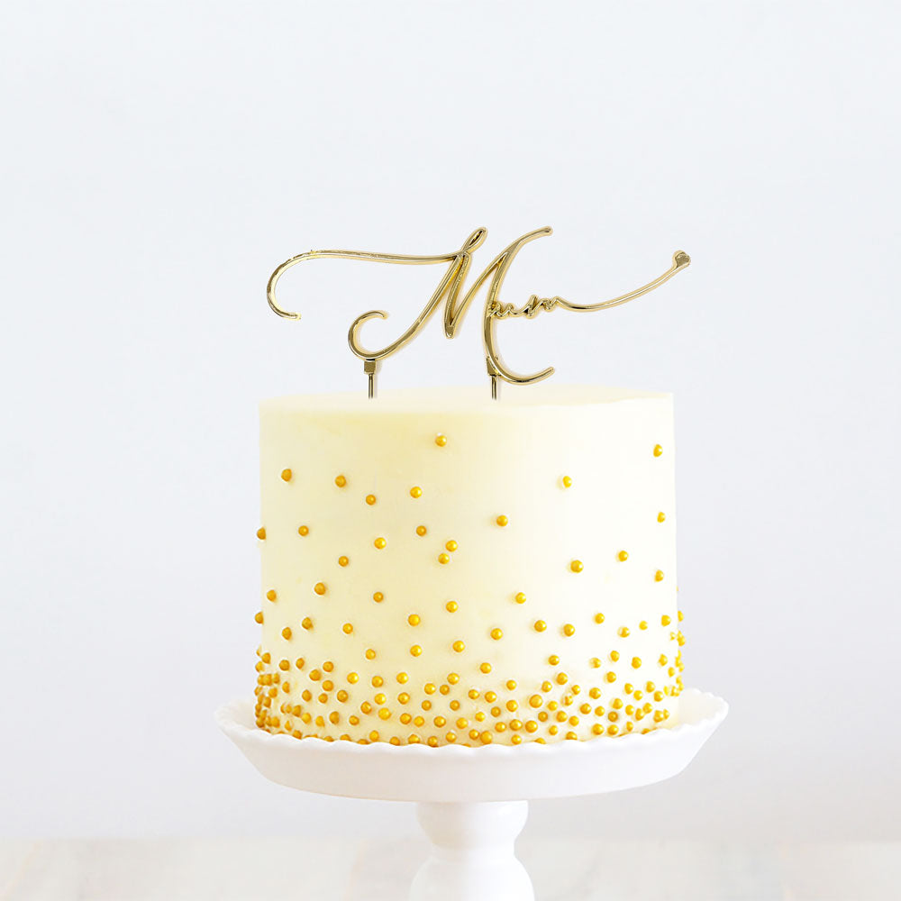 Metal Cake Topper - Mum  - Gold