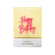 Hot Pink / Clear Opaque Layered Cake Topper - Happy Birthday