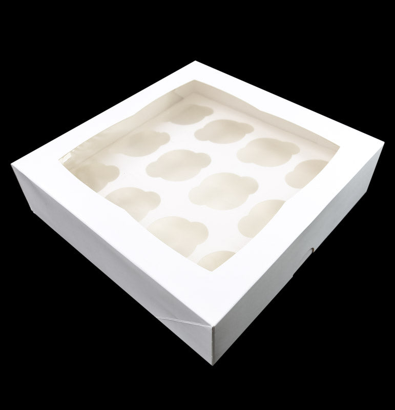 4" High Square Window Cupcake Box - 12 Hole