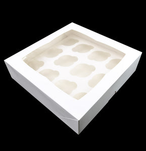 Square 4" High Window Cupcake Box - 12 Hole