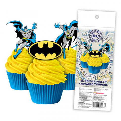 16 Edible Wafer Cupcake  - Batman