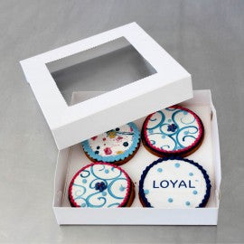 Loyal White Biscuit Box - 6" (15cm) x 6" (15cm) x 1" (2.5cm)