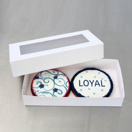 Loyal White Biscuit Box - 9" (22.5cm) x 4.5" (11.5cm) x 1.5" (4cm)