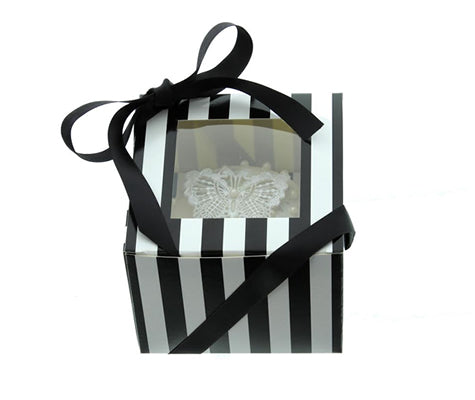 Striped Black/White cupcake box - Single