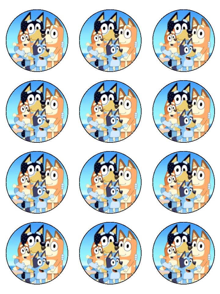 Edible Cupcake Toppers - Bluey Family