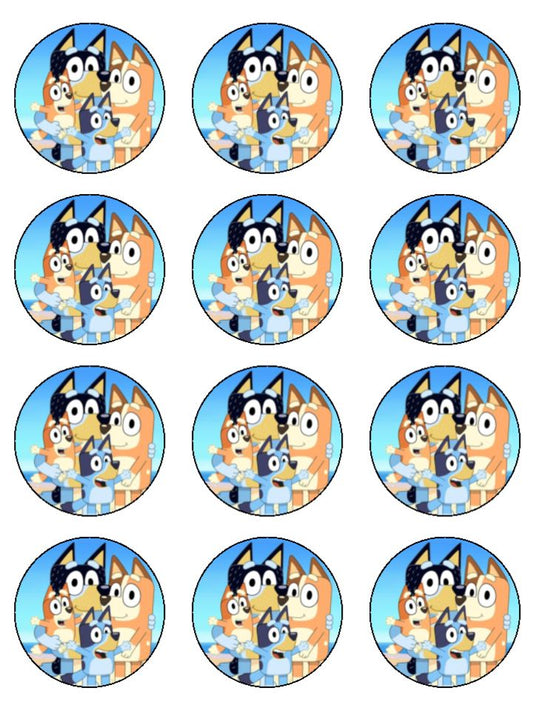 Edible Cupcake Toppers - Bluey Family