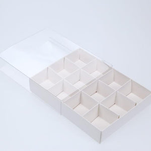 12 Chocolate Box - White - With slide and clear cover