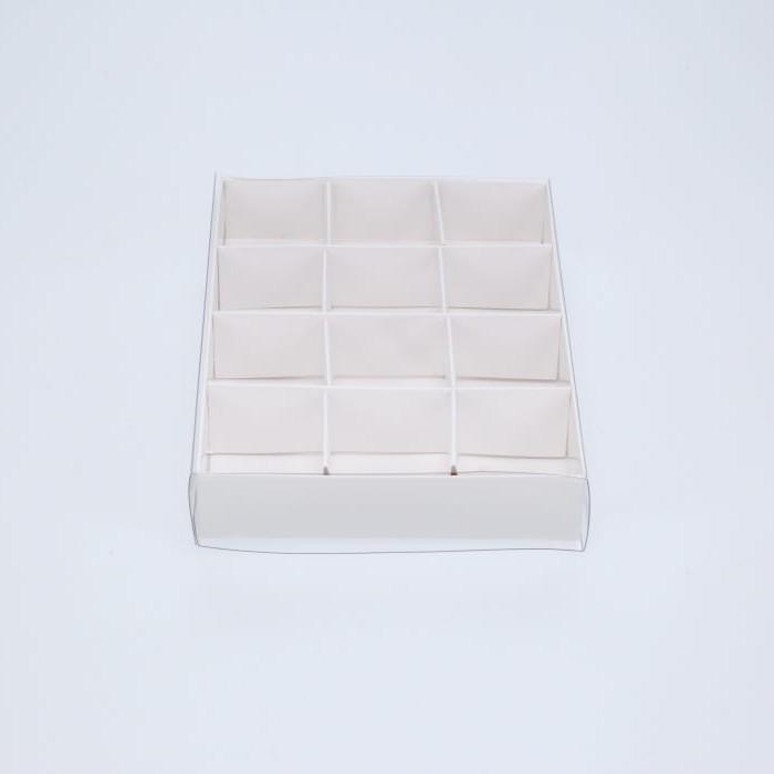 12 Chocolate Box - White - With slide and clear cover