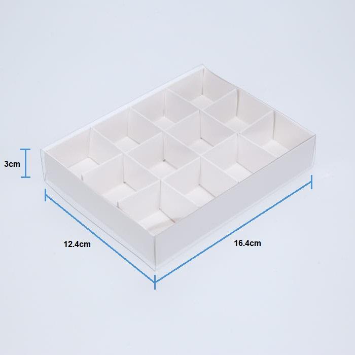 12 Chocolate Box - White - With slide and clear cover