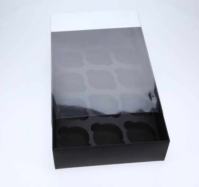 12 Hole Cupcake Box - Black