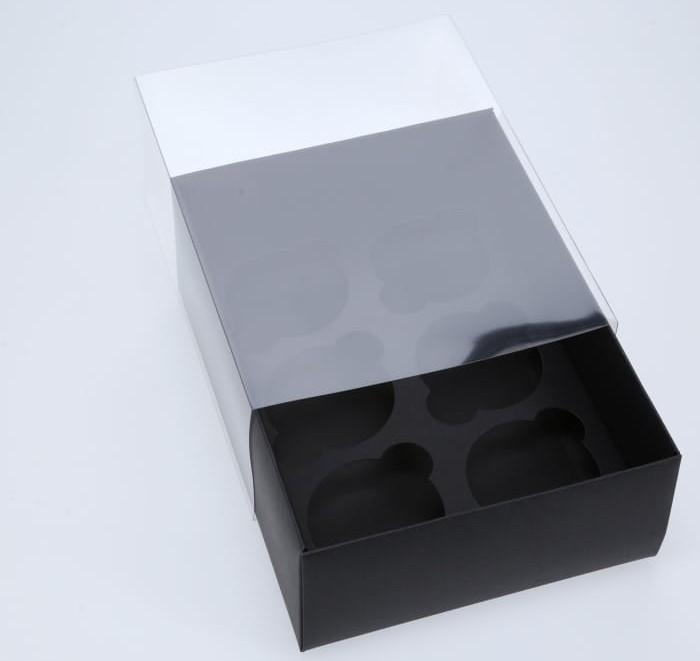 6 Hole Cupcake Box - Black