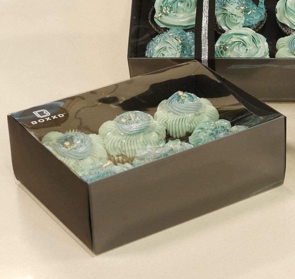 6 Hole Cupcake Box - Black