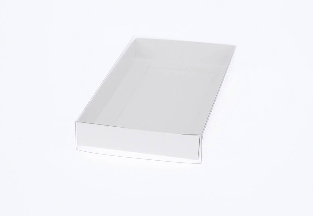 White Twin Cookie / Biscuit Box - with clear slide cover