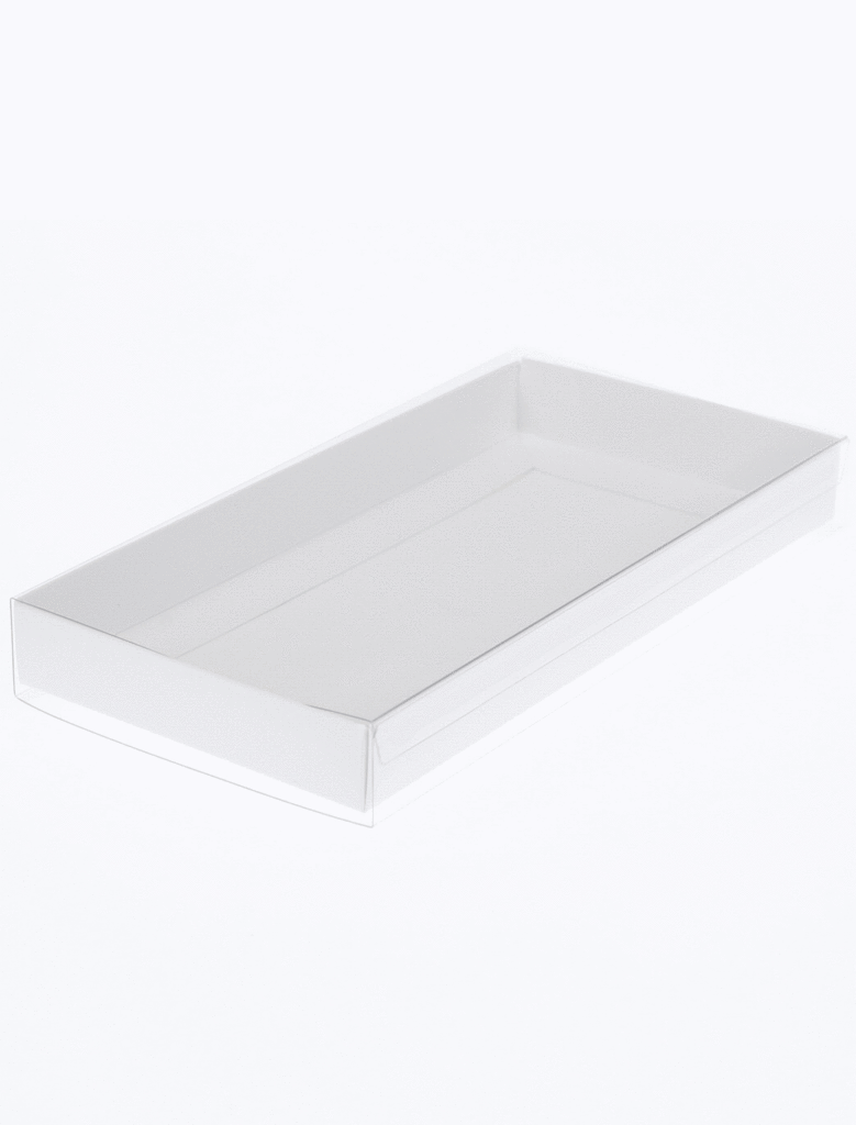 White Twin Cookie / Biscuit Box - with clear slide cover