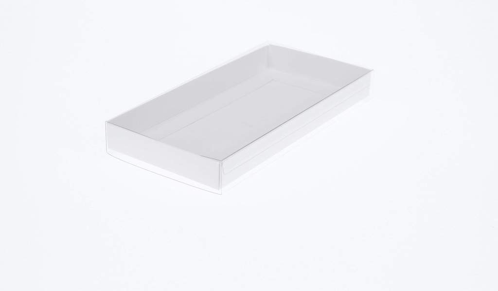 White Twin Cookie / Biscuit Box - with clear slide cover