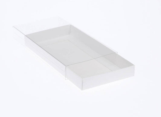 White Twin Cookie / Biscuit Box - with clear slide cover