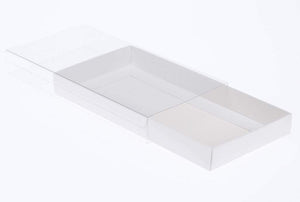 White Twin Cookie / Biscuit Box - with clear slide cover