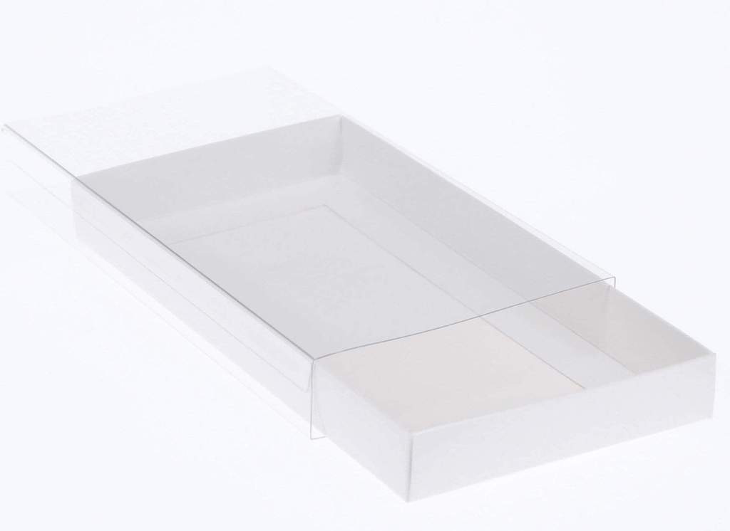 White Twin Cookie / Biscuit Box - with clear slide cover