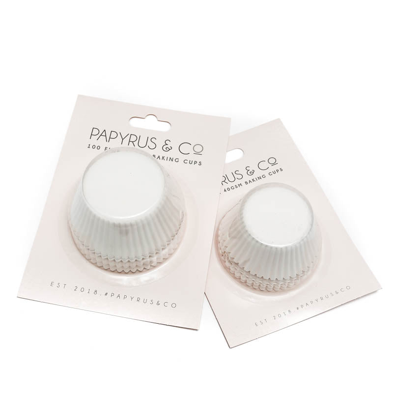 100pk Papyrus and Co Greaseproof Baking Cups - White 44mm