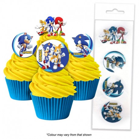 16 Edible Wafer Cupcake  - Sonic The Hedgehog