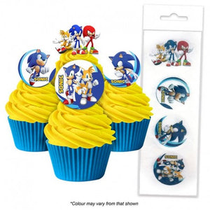 16 Edible Wafer Cupcake  - Sonic The Hedgehog