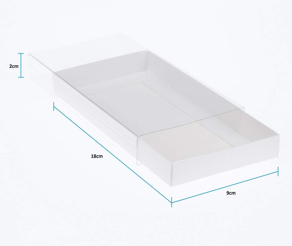 White Twin Cookie / Biscuit Box - with clear slide cover