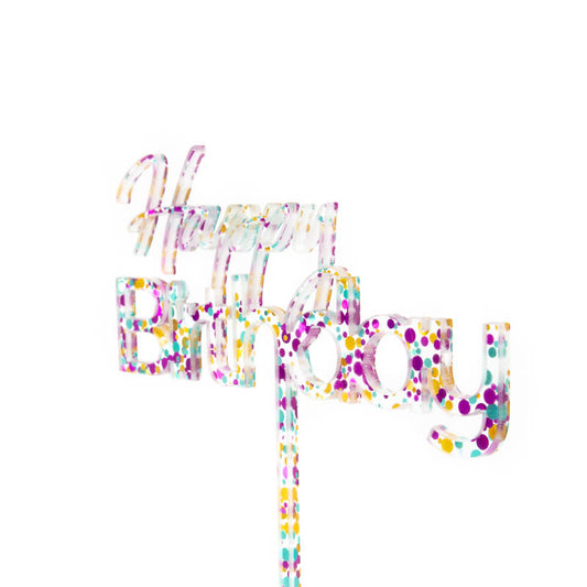 Rainbow Glitter Cake Topper - Happy Birthday 1.