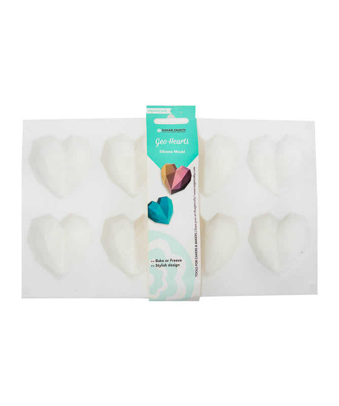 Sugar Crafty - Silicone Mould - 8PC Geo Hearts.